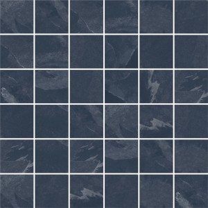 Anthrazitfarbene Mosaikfliese Sondrio Nero, Feinsteinzeug, matte Steinoptik, 30x30 cm.