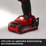 Einhell Akku-Bohrschrauber TE-CD 18/40 Li Solo mit LED-Licht und rotem Gehäuse.