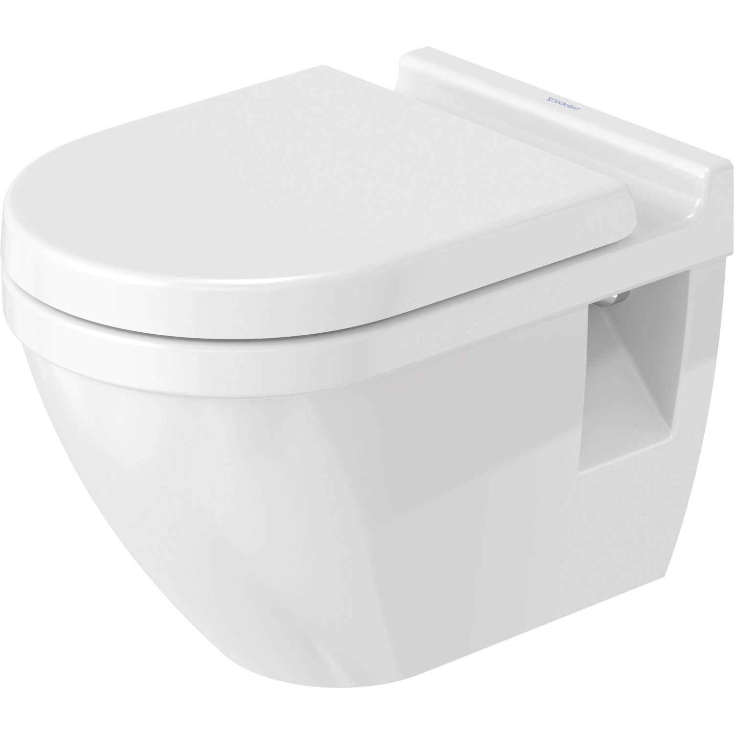 Weißes Duravit Starck 3 Wand WC-Set mit Absenkautomatik.