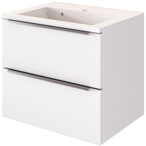 Held Möbel Einzelwaschtisch Monza, 60 cm, Weiß Matt mit Softclose. Waschbeckenunterschrank mit 2 Schubladen.