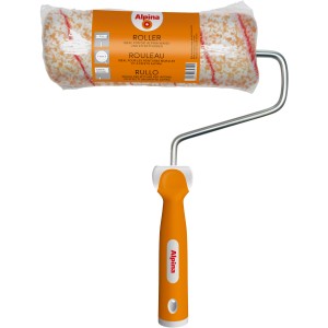 Alpina Farbroller 23 cm mit orangem Griff, ideal für Innenfarben und Kreativ-Effekte.