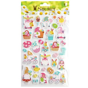 Bunte Ostersticker mit Wichtel- und Kükenmotiven zum Dekorieren und Basteln.