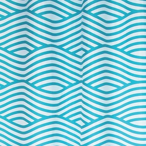 MSV Duschvorhang Wave, blau-weiß, mit Wellenmuster, 180x200 cm.