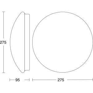 Technische Zeichnung der Steinel RS 16 L S Deckenleuchte mit Maßen.
