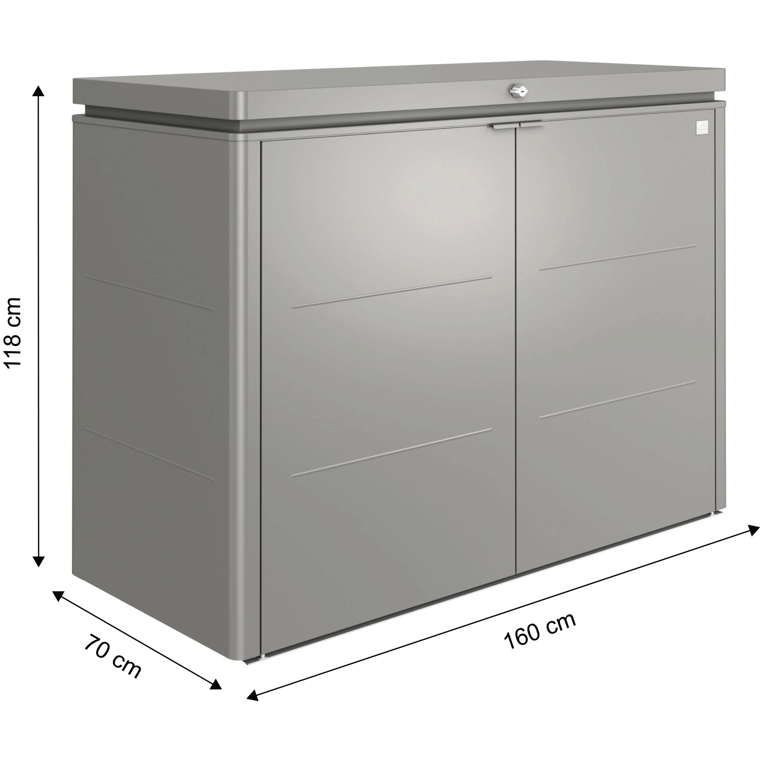 Biohort HighBoard 160 Gartenbox, Quarzgrau-Metallic, Universalbox mit Flügeltüren und Schloss.