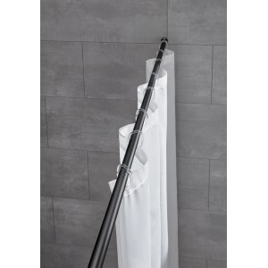 Schwarze Kleine Wolke Teleskop Duschstange mit Duschvorhang und Ringen.