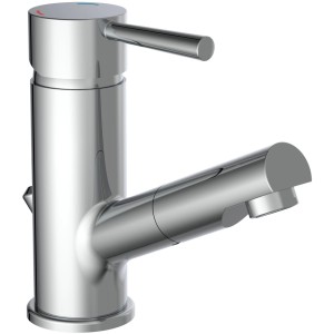 Schütte Waschtischarmatur Cornwall mit Brause, Chrom. Waschbeckenarmatur mit herausziehbarer Haarbrause.