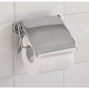 Wenko Toilettenpapierhalter Cover Chrom, Wandhalterung ohne Bohren mit Deckel.