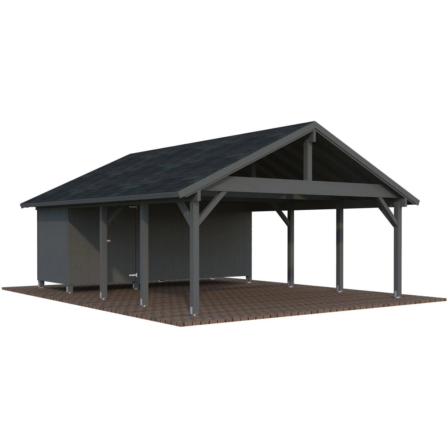 Palmako Carport Robert mit Geräteraum 555 x 363 cm Lackiert Dunkelgrau FSC®_2