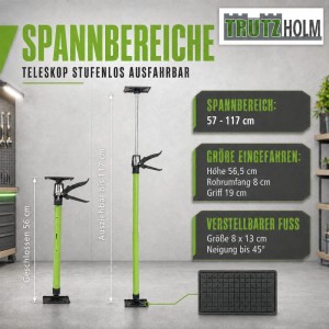 TRUTZHOLM 3x Türspanner Zargenspanner 57 - 117 cm Klicksystem Teleskopstütze Einhandstütze