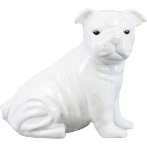 Deko-Hund glasiert aus Keramik 30,5 cm x 18 cm x 37 cm Weiß
