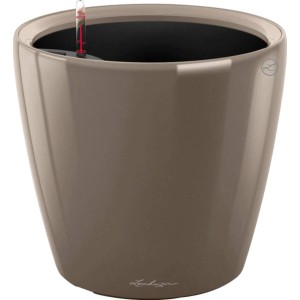 Hochglanz Lechuza Classico Premium LS Pflanzgefäß, Ø 43 cm, taupe, mit Bewässerungssystem.