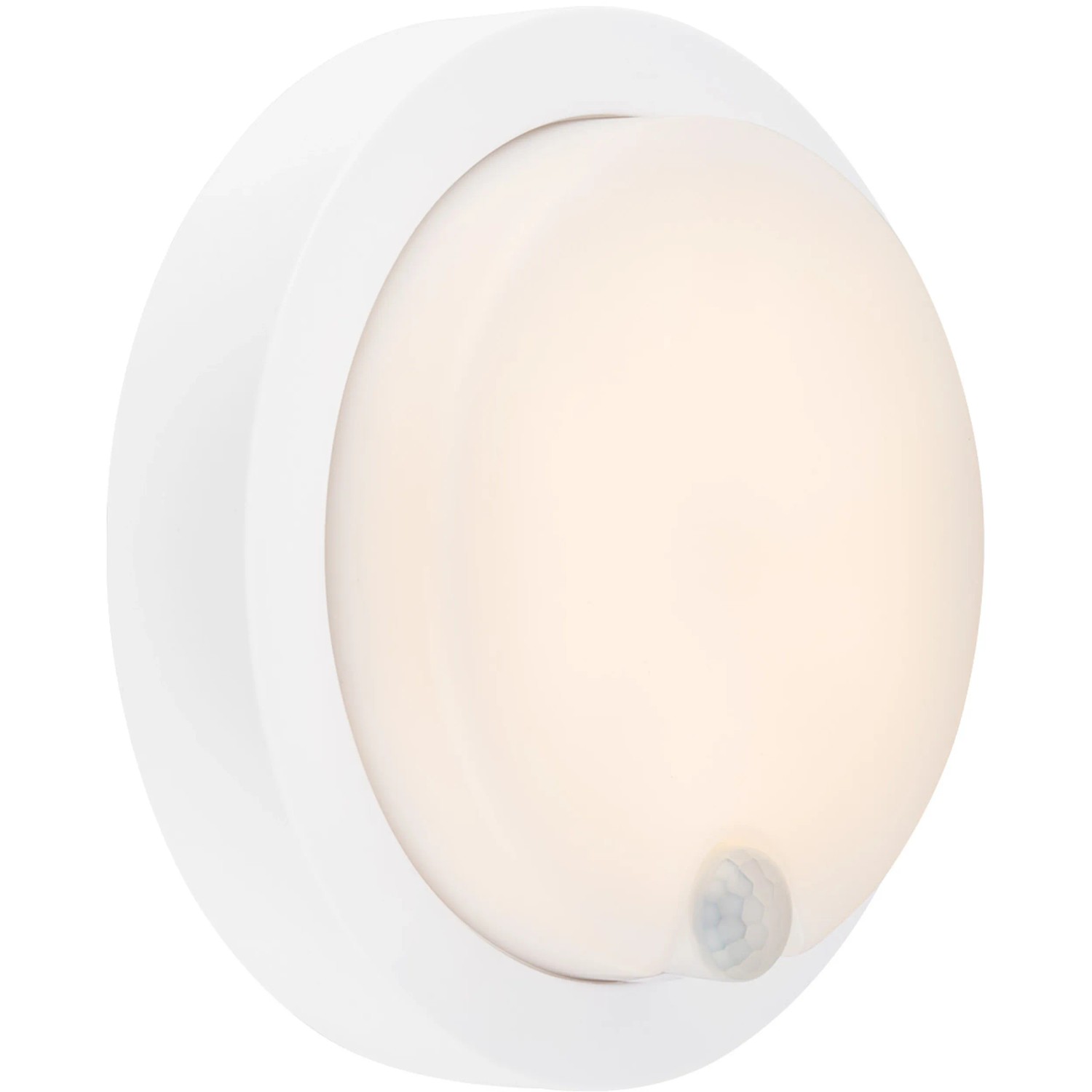 Weiße Brilo Akku Außenwandleuchte Pula mit Bewegungsmelder, 4W. Wandlampe für den Außenbereich.