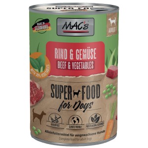 Mac's Hunde-Nassfutter Rind & Gemüse, 400g Dose. Alleinfutter für Hunde.
