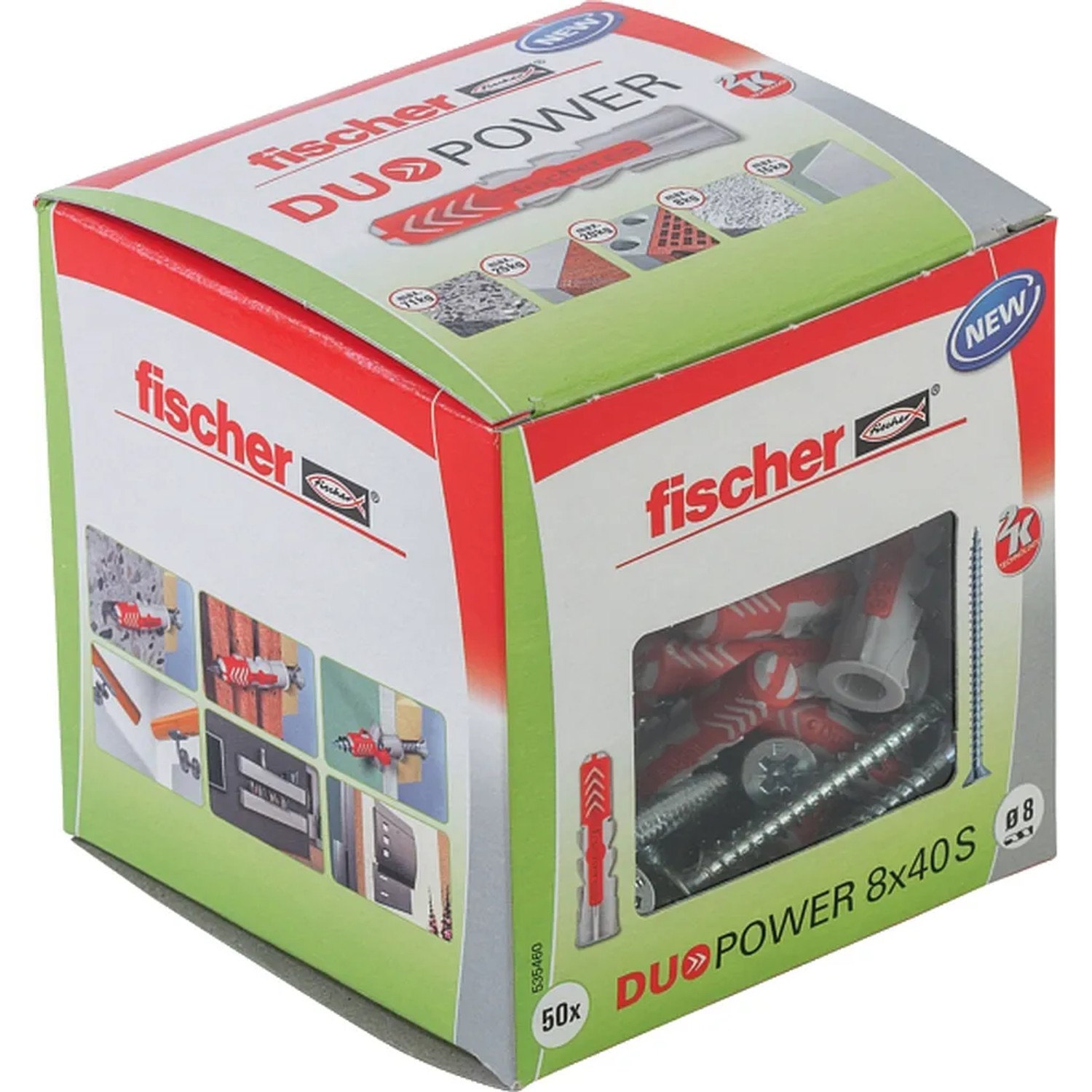 Fischer Dübel DuoPower 8x40 mm mit Schraube, 50 Stück im Karton.