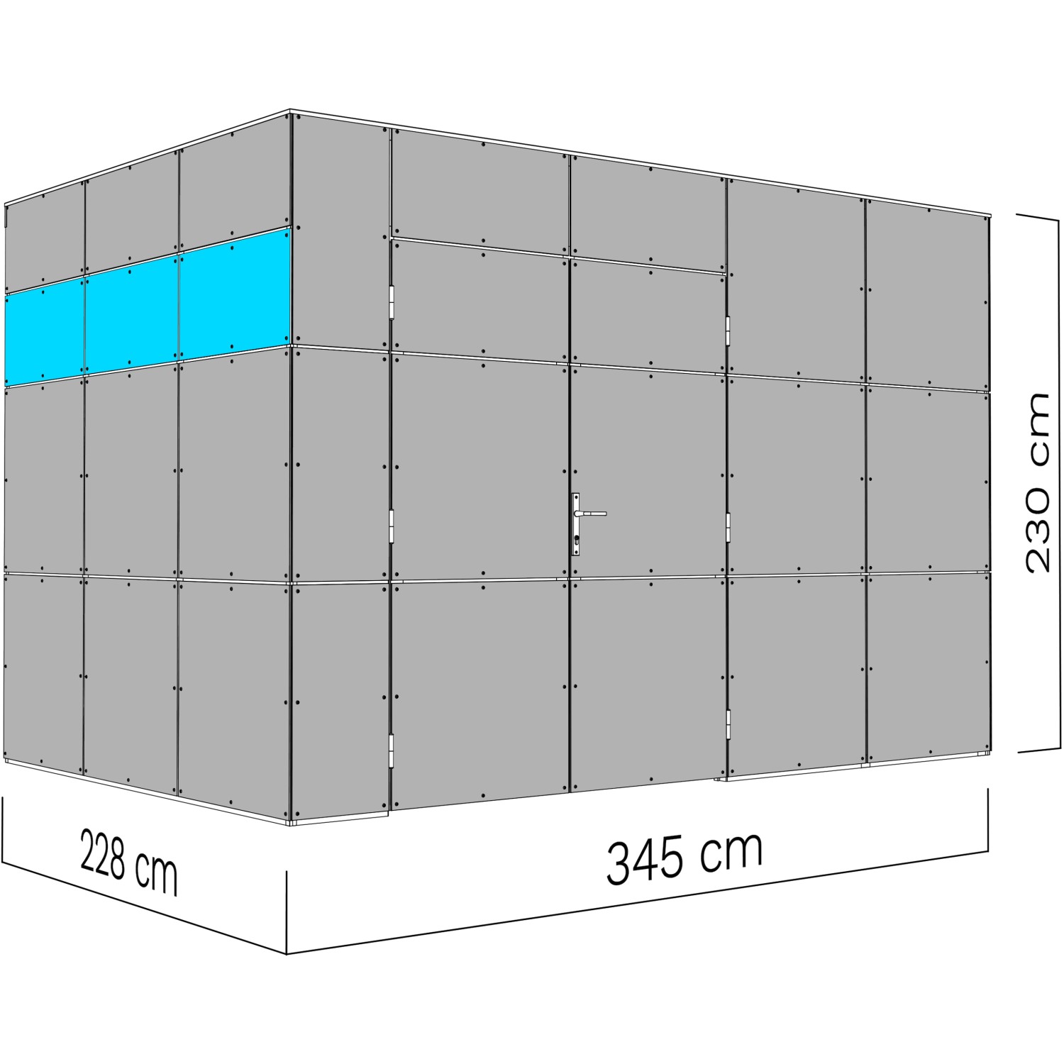 Bertilo Gartenhaus HPL 2 Anthrazit-Grau, 228x345 cm, Holz-Gartenhaus mit Flachdach.