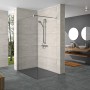 Hüppe Design Pure Seitenwand, 100x200 cm, Silber Matt, mit Duschkopf. Walk-In Duschwand für moderne Bäder.