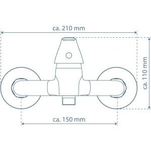 Maße der Athos Plus Einhebelmischer-Brausearmatur in Chrom, technische Zeichnung.