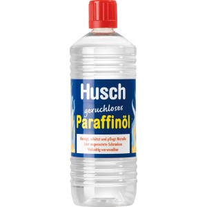 Flasche Husch Paraffinöl, geruchlos, 1000 ml, vielseitig einsetzbar.