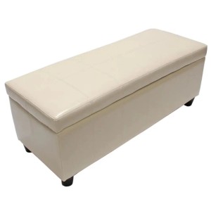 Cremefarbene MCW Sitzbank Arezzo mit Stauraum, Leder, 114x38x45 cm.