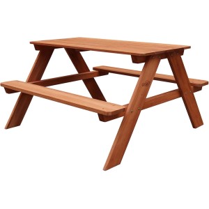 Sunny Dave Picknicktisch aus Holz, rotbraun, für bis zu 4 Kinder, ideal für Garten & Camping.