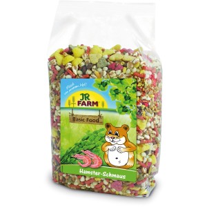 JR Farm Hamsterfutter Hamster-Schmaus 600g, Alleinfutter für Hamster mit Gemüse, Saaten und tierischem Protein.