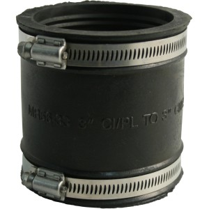 Marley HT-Rohrverbinder DN 75-89 aus thermoplastischem Elastomer mit Metallschellen.