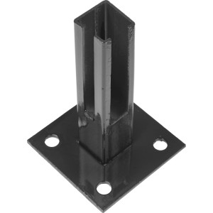 Anthrazitfarbene Bodenplatte 40x40 mm für Zaunpfosten zur einfachen Montage.