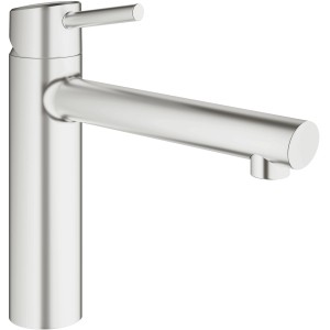 Grohe Concetto Küchenarmatur in Supersteel: Einhebelmischer mit mittelhohem, schwenkbarem Auslauf.