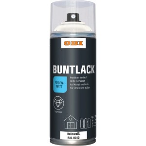 OBI Buntlack Spray Reinweiß, seidenmatt, 400ml Dose.