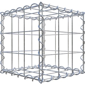 Leerer Gabiona Gabionenkorb, 30x30x30 cm, Maschenweite 10x10 cm, zur individuellen Befüllung.