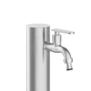 GardWell Wasserzapfstelle Comfort Round Edelstahl 93 cm x 5 cm