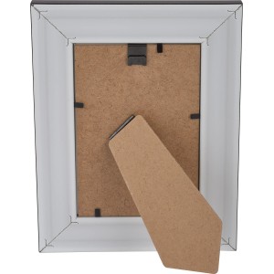 Rückansicht: Schwarzer Kunststoff Bilderrahmen, klassisch, 10x15 cm, mit Aufsteller.