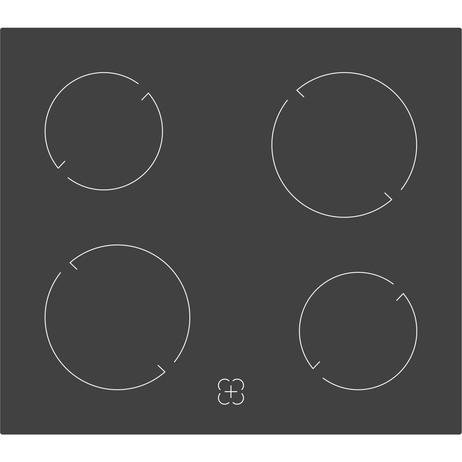 Menke Glaskeramikkochfeld für Küchenzeile, schwarze Kochfläche mit vier Kochzonen.