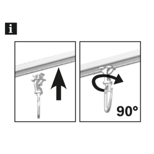 Anleitung: Gardinia Drehgleiter für 4 mm Laufkanal in Weiß, 20er-Pack, Montage in Gardinenschiene.