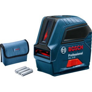 Bosch Professional GLL 2-10 Kreuzlinienlaser mit Tasche und Batterien.