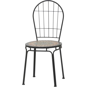 Schwarzer Siena Garden Stapelstuhl Prato mit Mosaik-Sitzfläche für den Garten.