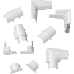 D-Line Kabelkanal Zubehör-Set, 10-teilig, weiß, für saubere Kabelverbindungen und Abschlüsse.