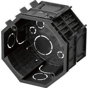 Schwarze 1-fach Kombi-Schalterdose Ø 60 mm zur Unterputzmontage von Schaltern und Steckdosen.