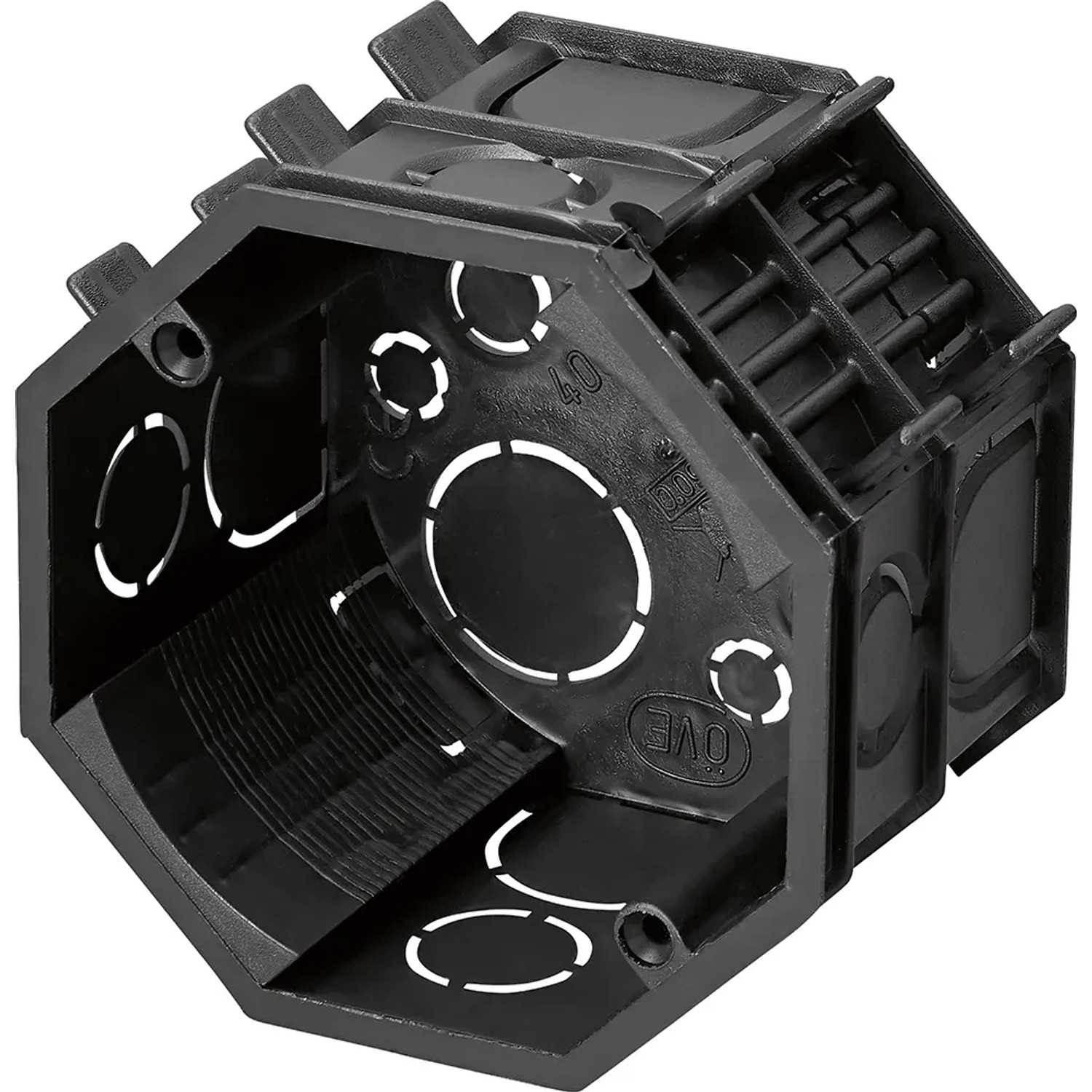Schwarze 1-fach Kombi-Schalterdose Ø 60 mm zur Unterputzmontage von Schaltern und Steckdosen.