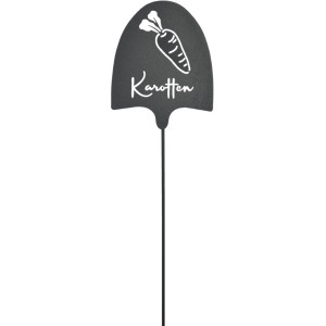 Schwarzer Boltze Gartenstab Karotten, 52 cm, mit Karotten-Motiv als Gartendekoration.