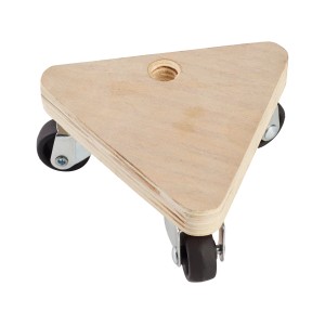 Dreieckiges Transportbrett mit 3 Rollen, geeignet für Lasten bis 100 kg. Transporthilfe für Möbel und mehr.