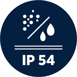 IP54-Schutz: Staub- und Spritzwasserschutz für Varta LED-Kopflampe.