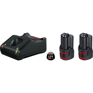 Bosch Professional Akku-Starterset mit 2 Akkus (12V, 3Ah) und Ladegerät.