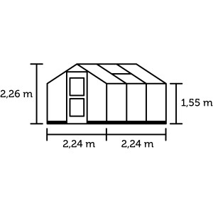 Skizze Juliana Gewächshaus Compact 5 Alu, Maße: 226x224x224 cm, Höhe Seite: 1,55m