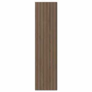 Akustikpaneel Wandverkleidung Walnuss Natur, MDF mit schwarzem Akustikfilz, 240 cm, FSC®-zertifiziert.