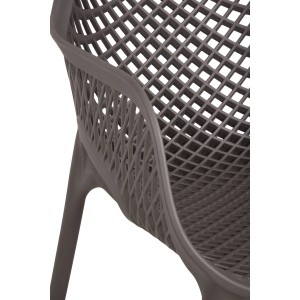 Detailansicht: Anthrazitfarbener Gartenstuhl Lauria mit offenem, quadratischem Design.