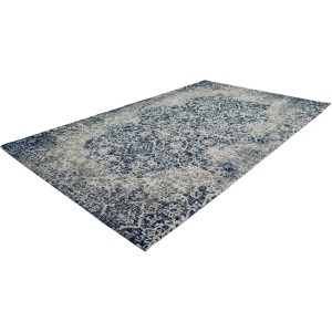 Kayoom Teppich River, blau-grau, 155x230 cm, Kurzflorteppich mit Vintage-Muster.