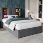 okwish Polsterbett 90x200cm mit USB C Laden Schlafzimmer Grau Leinen ohne Matratze_2
