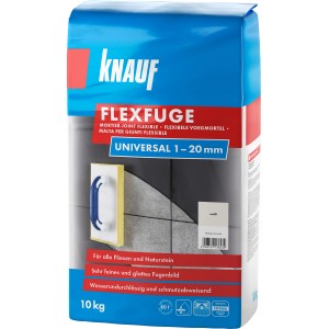 Knauf Flexfuge Universal Weiß 10kg: Sack Fugenmörtel für Fliesen und Naturstein, feines Fugenbild.